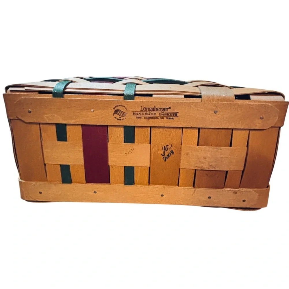 Longaberger 2008 Christmas Wrap It Up Basket bow liner plaid red green